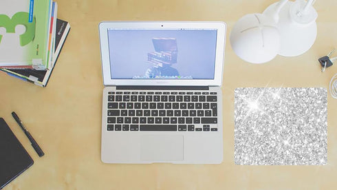 Mouse Pad Diamond Silver Glitter Sparkle, Bling Desk Accessories Gaming Rubber Pads for Laptop