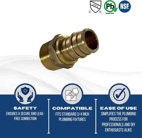 2 Pcs XFITTING Pex A 3/4 Inch x 3/4 Inch Male NPT