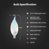 CA10 Bulb 40W Dimmable, 6-Way, 5CCT, E12 90 450 Bulb, 22-Year CFF40/6WYCA/2, 2 Pack Feit Electric LED Candle Flame Tip
