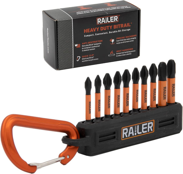 Railer Phillips Screwdriver Bit Set, Premium S2 Steel 2 Inch Phillips Impact Driver, 10-Piece Set with Holder