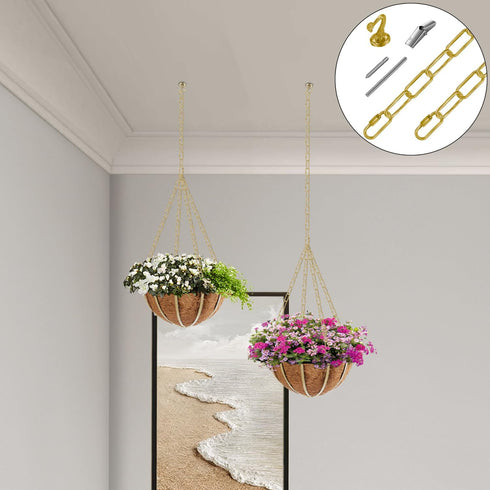 Omytie 15 Ft Heavy Duty Hanging Chain Kit with Connection Locks & Swag Ceiling Hooks for Lighting Fixture, Chandelier