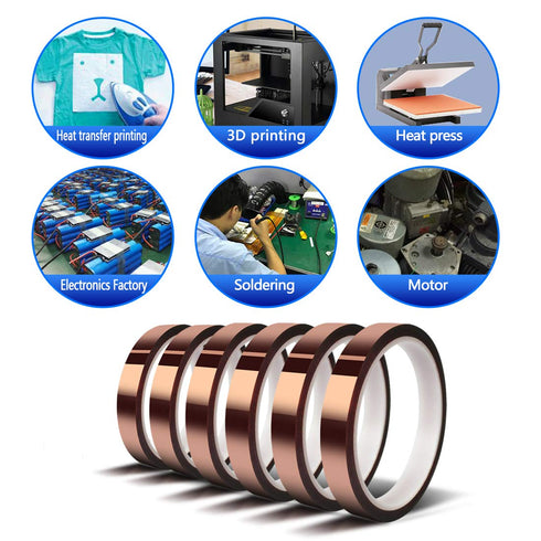 Heat Tape for Sublimation Transfer, Heat Resistant Adhesive Transfer Tape, No Residue, 6 Rolls 10mm x 33m (108ft)