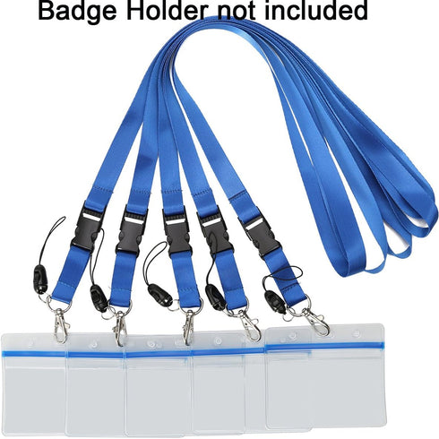 YOUOWO 5 Pack Neck Lanyards, Quick Release Blue Lanyard with Clip for ID Badge Holder, Keys, Office, Cell Phones
