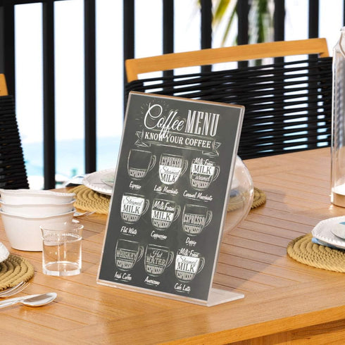 NIUBEE Acrylic Sign Holder, 8.5 x 11 Inches Slanted Back, Clear Plastic Table Stand for Office, Store, and Restaurant