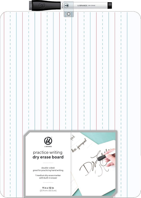 U Brands Dry Erase Lap Board, Double Sided, Ruled and Plain, 9 x 12 Inches, Dry Erase Marker Included (484U06-24) by U Brands