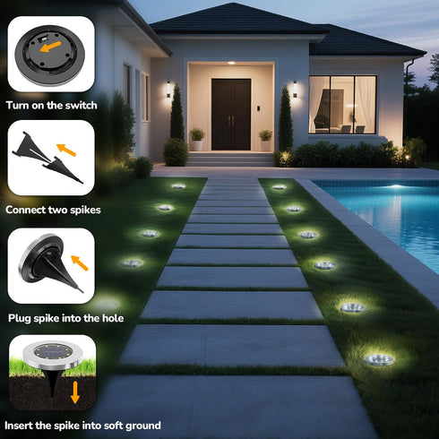 4.6 inch Waterproof,12 Pack INCX Solar Lights Outdoor Solar Lights for Outside, Solar Garden Lights Landscape Lighting