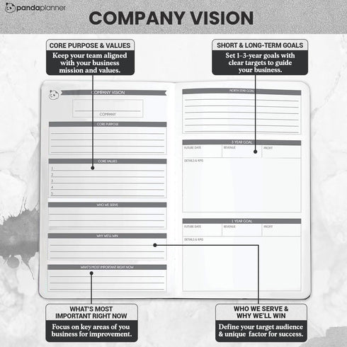Panda Planner Undated Daily Planner - 90 Day Organization for Entrepreneurs - Set Goals - Bonus Weekly & Monthly Agenda