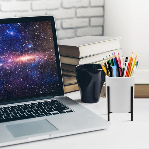 Pencil Holders & Pen Holders for Desk,Ceramic Pen Holders with Black Metal Bracket for Women, Desktop Stationery Organizer Table Makeup Brush Holder by Pgyeb