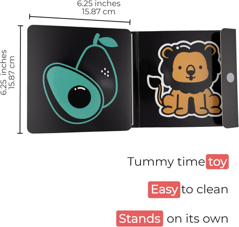 Happy Start High Contrast Board Book, Easy to Clean, Hospital Approved, Tummy Time Toys, Black and White Baby Toys,