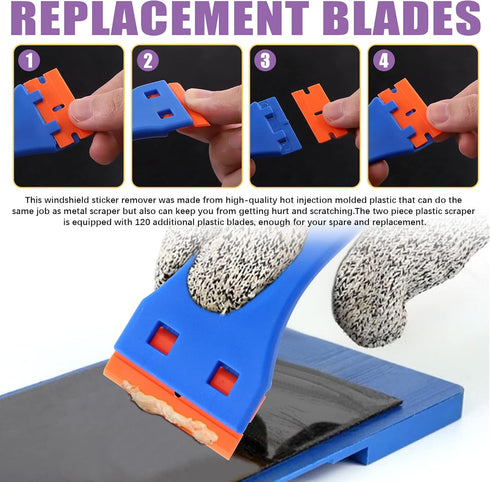 Swpeet 36Pcs Plastic Chisel and Blade Scraper Tools, 3/4" 7/8" 1" 1-1/2" Assortment Kit for Adhesive, Caulk, Labels