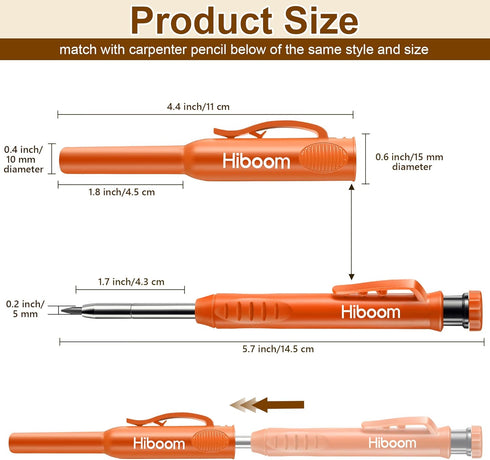 Hiboom 2 Pack Carpenter Pencils, Long Nose Mechanical Pencil Marker, 18 Refills, Scribe Tool