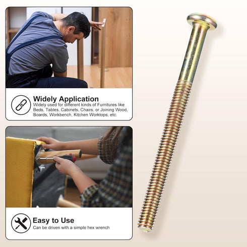 METALLIXITY Set (M6-1x40/50/60/70/80mm) 50Pcs, M6 Furniture Crib Screws Replacement Connector Bolt Screw Barrel Nuts