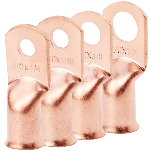 10PCS Heavy Duty Battery Lugs, 2/0AWG 5/16in M8 Ring Terminals, Electrical Battery Crimp Connectors