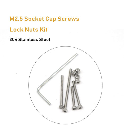 binifiMux 160pcs M2.5 Hex Socket Cap Screws, Self Locking Nuts Assortment Kit with Wrench, Silver 304 Stainless Steel