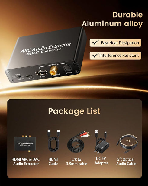 192KHz PS3 PS4 SPDIF/Optical/RCA/3.5mm 4 HDMI ARC Audio Extractor DAC Audio Converter Digital to Analog Converter