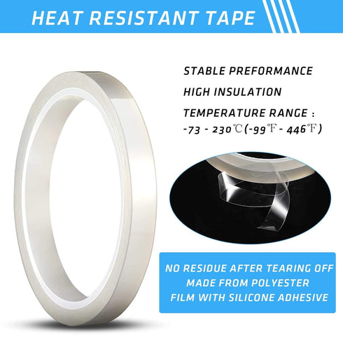 Zonon 2 Pieces 108 ft Clear Heat Tape - High Temp Resistant for Sublimation and Heat Transfer, Ideal for Electronics