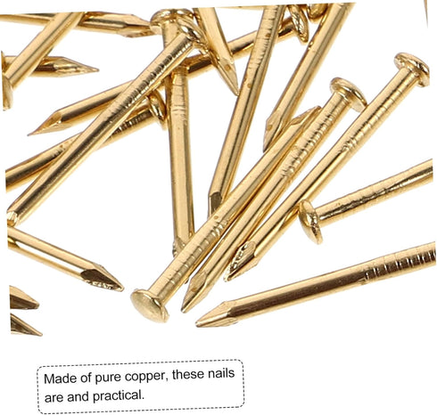 GLEAVI Small Nails 100 Pcs Copper Nails, Decorative Tiny Screws for Furniture Finge Gold Decor