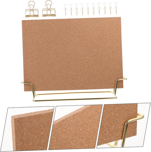 STOBOK 1 Set Cork Board Display Stand, Photo Desktop Display Items with Cork Framed Bulletin Board Bracket