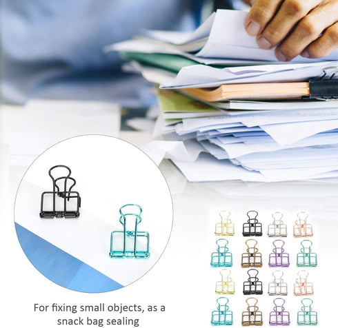 Tissting 16 Pcs Binder Clips, 8 Colors Hollow Design, Paper Clamps for Office, Home, School (S, 0.8 * 1.1in)