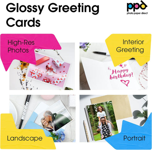 5.5x8.5 4.25 5.5 (50 PPD Greeting Card Paper, Printable Greeting Cards With Envelopes for Inkjet Printer, Blank Half