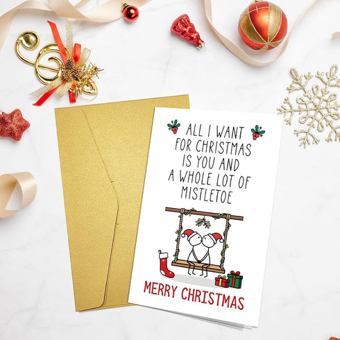 Chenive Sweet Christmas Card for Men Women, Funny Christmas Card for Boyfriend Girlfriend, Xmas Holiday Cards Gifts