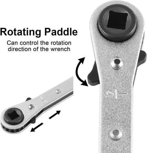 HVAC Service Wrench with Hexagon Bit Adapter Tool Kit for Air Conditioner Refrigeration Equipment Repair 3/16 3/8 5/16 1/4 Reversible Ratchet Wrench Set by Funnytek