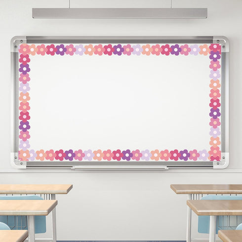 Whaline 32.8ft Preppy Hippie Flower Bulletin Board Borders - Y2K Pink Purple Die-Cut Trim for School Decor
