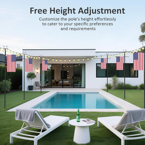 ShineU 2 Pack 10 String Light Poles - Ft Patio Heavy Metal Lighting Posts, Adjustable Outdoor Stand with Fork