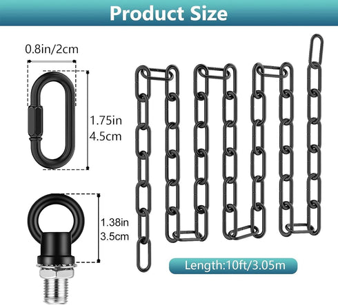 10 66 garini Feet Industrial Black Light Fixture Chain, Adjustable Metal Pendant Chandelier Chain Extension