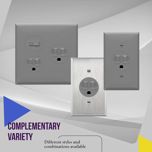 ENERLITES Single Receptacle Outlet, Tamper-Resistant, Commercial Grade, 15A 125V, UL Listed, Gray
