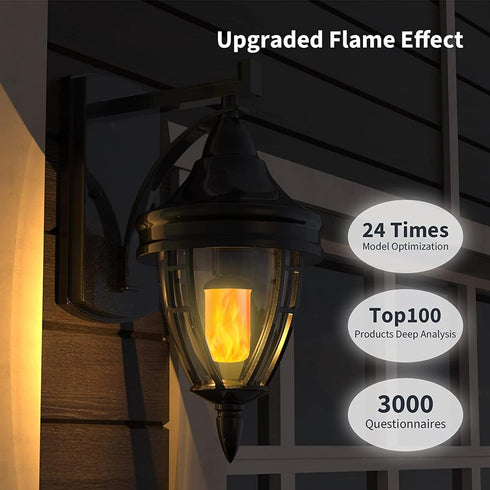 Upgraded Flame Morsatie LED Flame Light Bulbs, 4 Modes Flickering Light Bulbs with Gravity Sensor, E26 Fire Light Bulb for Halloween, Christmas, Party, Porch, Patio, Indoor Outdoor Decoration-2 Pack by Morsatie