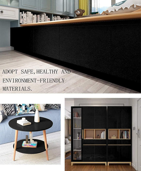 Glossy Black Contact Paper - Shiny Peel and Stick Wallpaper for Kitchen Cabinets, 15.8" 118.1"