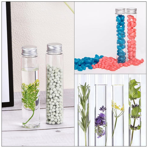 PATIKIL 40Pcs 110ml Plastic Test Tubes with Screw Caps, 155x33mm Tubes for Scientific Experiments and Party Decoration