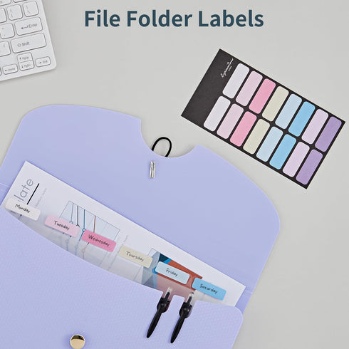 JARLINK 7 Pockets Expanding File Folder, A4 Size Accordion File Folders with 12 Labels, Cute Paper Organizer for Home