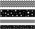 Black and White Chevron Bulletin Board Borders, Double-Sided Star Straight Border Trim for Classroom Decoration (36ft)