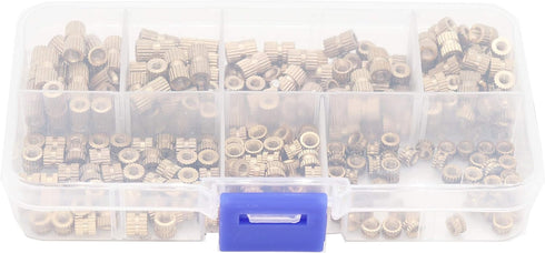 binifiMux 300pcs M3 Knurled Threaded Inserts, Brass Female Press in Embedment Heat Set Nuts Assortment Kit