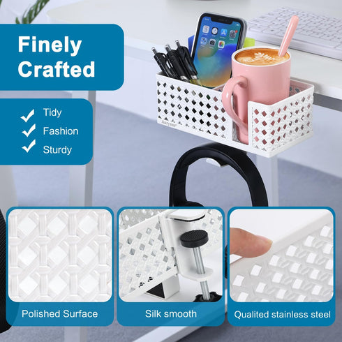 Desk Cup Holder, Clip on Cup Hook, Pen Holder Clamp Desk Organizer for Office School Home Storage