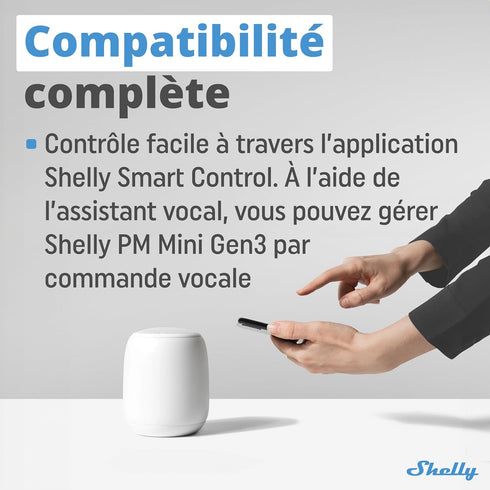 Shelly PM Mini Gen3, WiFi & Bluetooth Smart Power Meter 1 Channel 16 A, Compatible with Alexa & Google Home