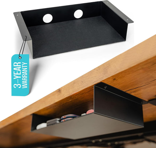Under Desk Storage Shelf, Carbon Steel Under Tray, Small Shelf for Desk, Under Table Storage, Gaming Desk Accessories
