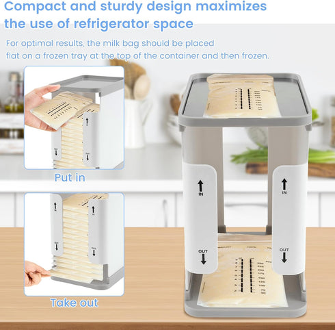 ZLHETWT 1700ml Breastmilk Freezer Organizer, Clear Freezer and Fridge Organizer Bins Reusable Breast Milk Storage Tower