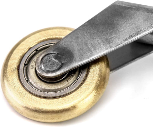 QWORK Brass Seam Roller with Wood Handle, Roofing and Vinyl Flooring Detail Roller