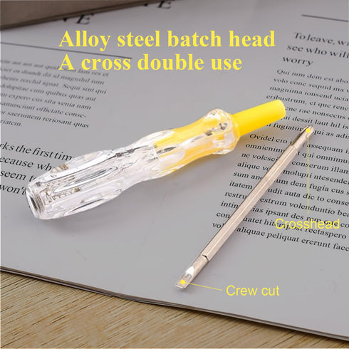 Fielect Voltage Tester Screwdriver Pen Light, AC 100-500V Circuit Tester with Dual Head Slot