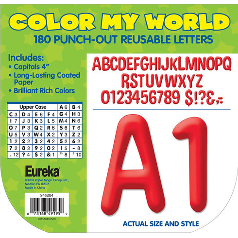 Eureka Red Alphabet and Numbers Bulletin Board and Classroom Decorations, 180 pcs, 4'' H for Educational Use