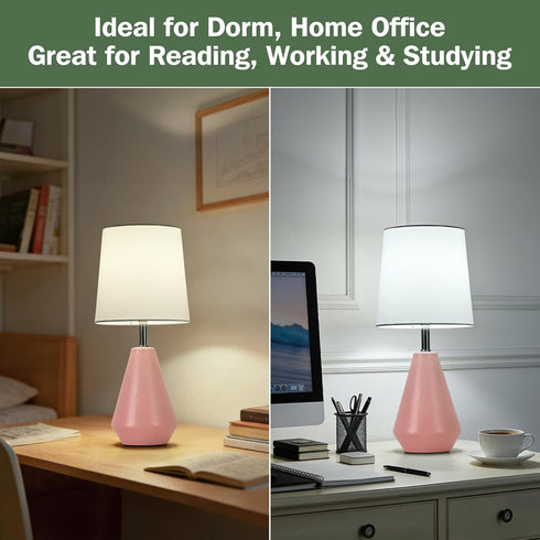 3 Temperatures15.5" Small Bedside Table Lamp for Bedroom - Reading Desk Lamp with Color Nightstand Ceramic Lamp