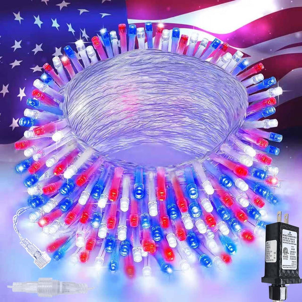 4th of July Red White and Blue Lights, Connectable 200 LED 66FT
