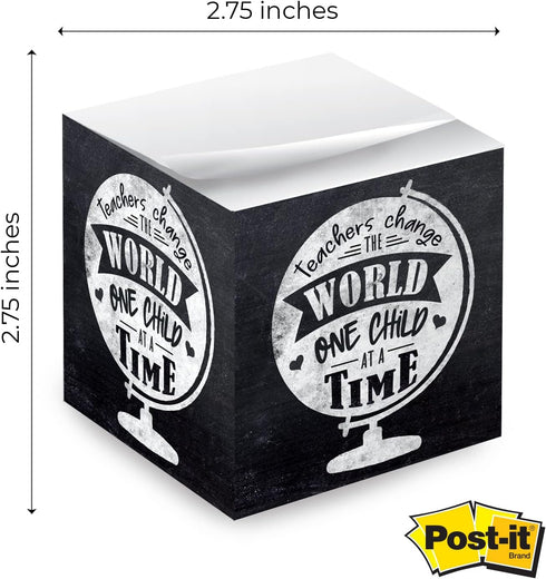 Inspirational Teacher Sticky Note Cube / 600 Sheets / 2.75" Memo Block Printed on 4 Sides/Educator Empowering Messages/Made in USA