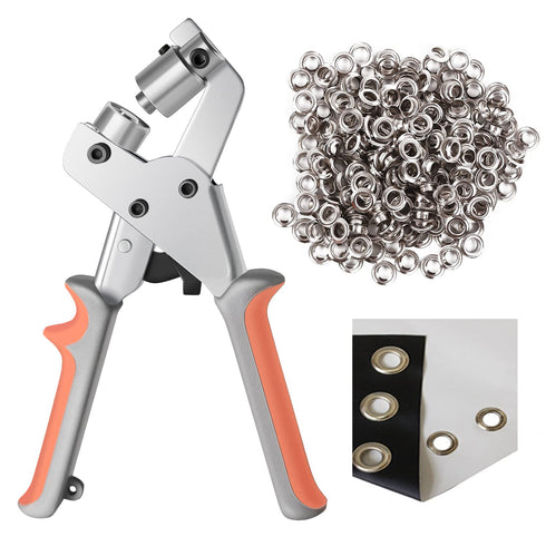 Grommet Tool Kit, 3/8 inch Handheld Metal Eyelet Pliers Hole Punch Tool for Leather, Tarpaulins, Paper Bags with 300Pcs
