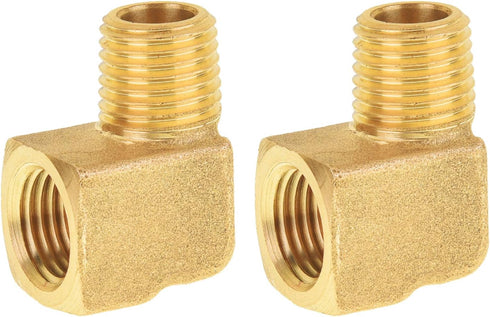 SUNGATOR 1/4 Inch Brass Elbow Fittings, 90 Degree Male × Female Barstock Street Pipe Connectors for Air Compressor (2