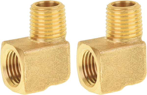 SUNGATOR 1/4 Inch Brass Elbow Fittings, 90 Degree Male × Female Barstock Street Pipe Connectors for Air Compressor (2