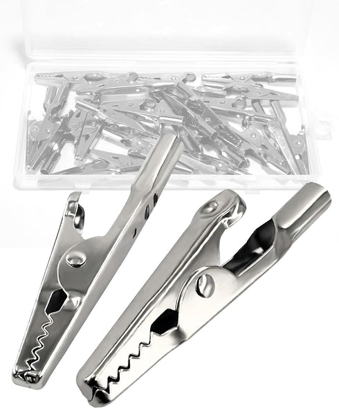 25 Pcs 2 Inches Metal Alligator Clip Spring Clamps, Silver Tone Nickel Plated for Laboratory Electric Testing Work